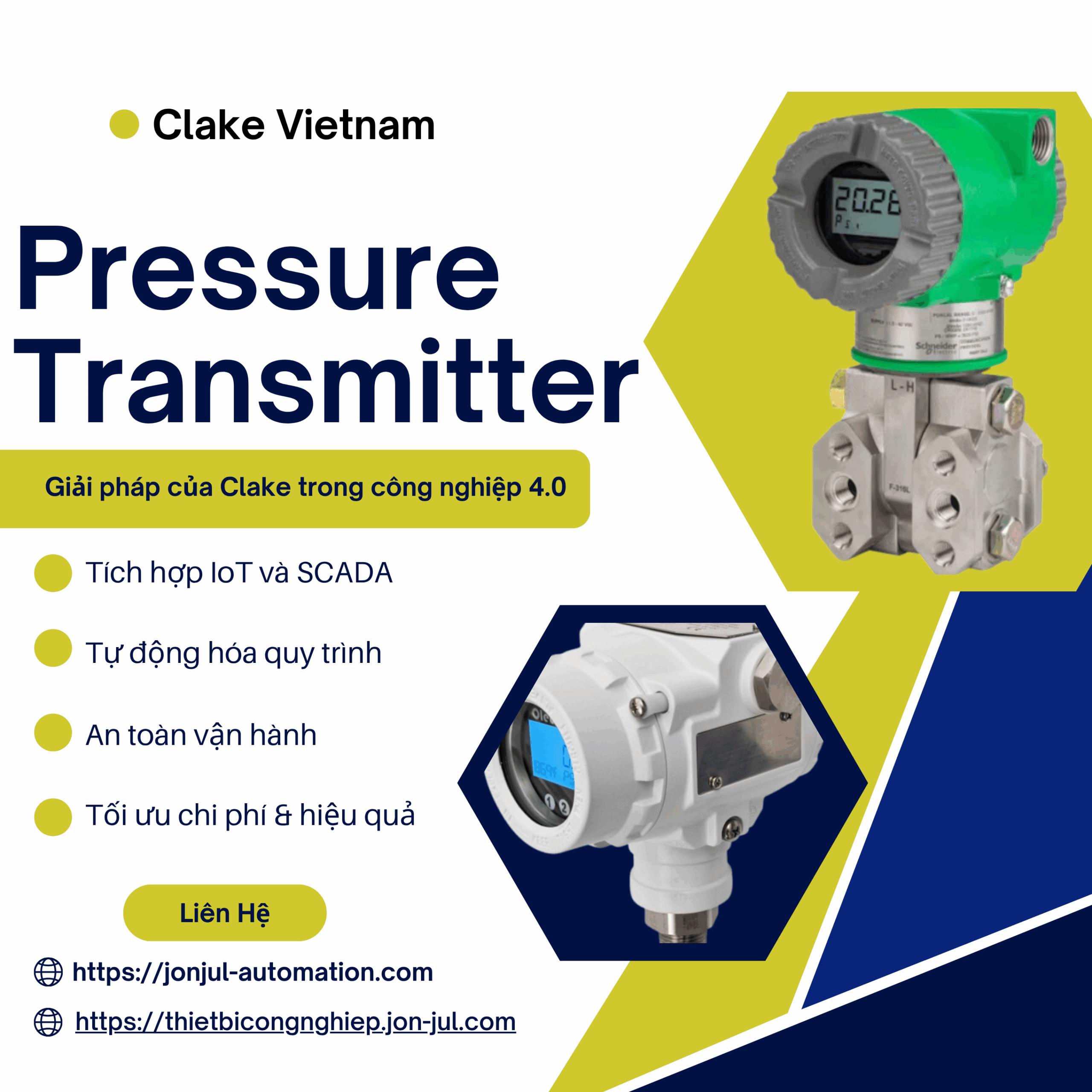 Pressure Transmitter Clake – Giải pháp đo áp suất chính xác cho công nghiệp 4.0