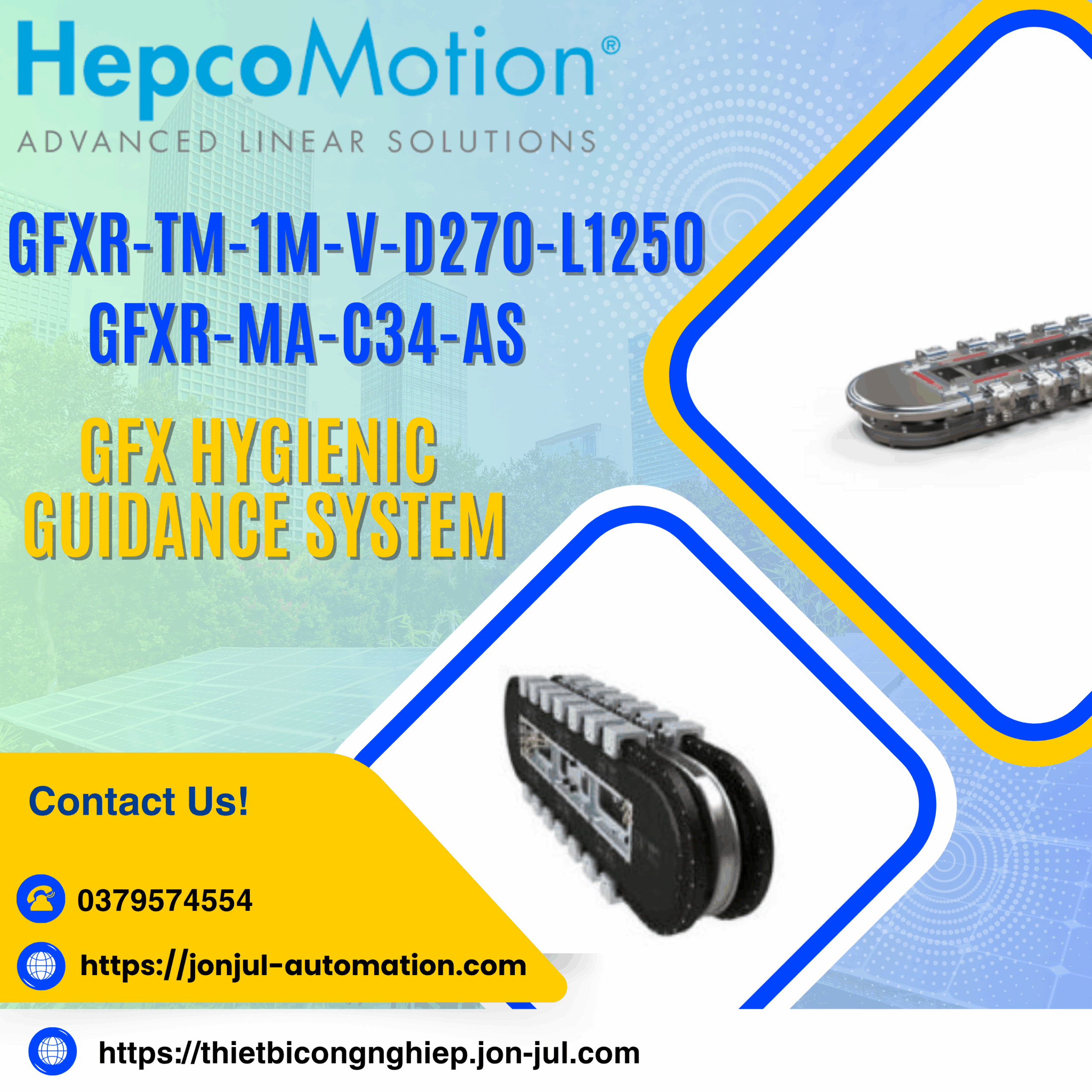 Giải pháp chuyển động tuyến tính chính xác: Kết hợp GFXR-TM-1M-V-D270-L1250 và GFXR-MA-C34-AS