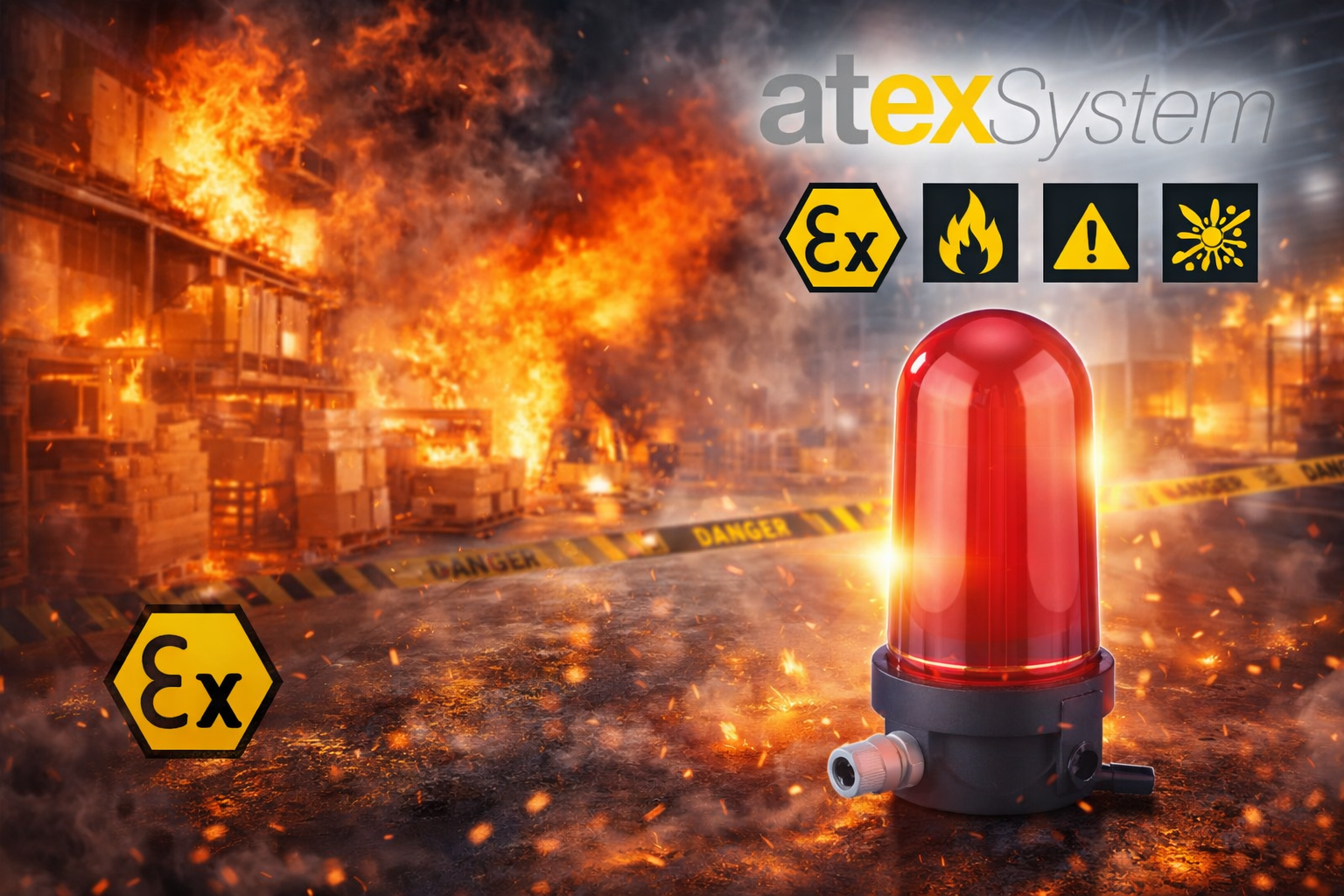 Xenon Flashing Light Red ATEX System – Giải pháp cảnh báo nguy hiểm, sự cố & cháy nổ cho khu vực nhà xưởng, kho bãi