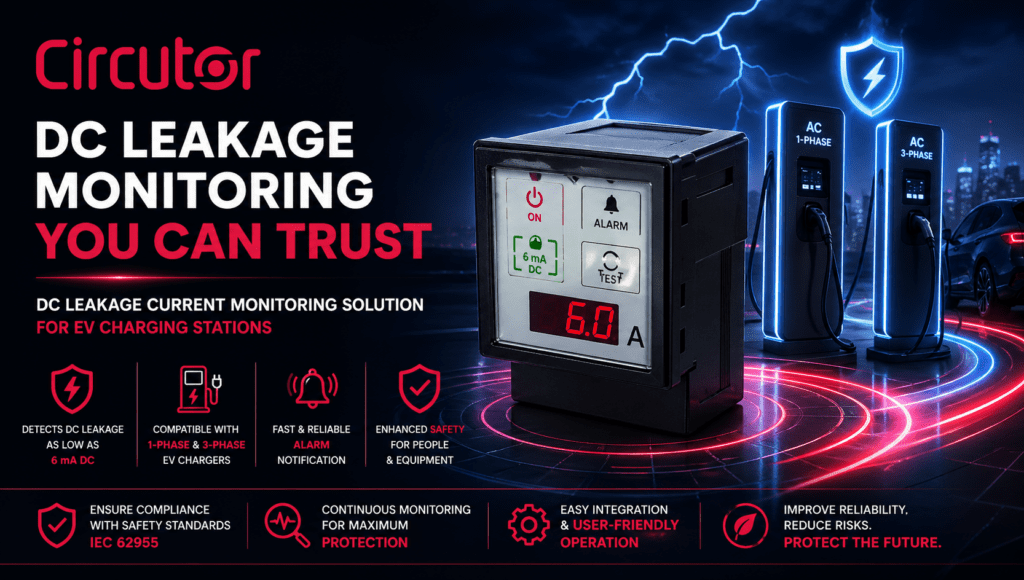 Residual Current Relay Circutor – Giải pháp giám sát rò rỉ dòng DC (6 mA DC) trong trạm sạc xe điện 1 pha & 3 pha