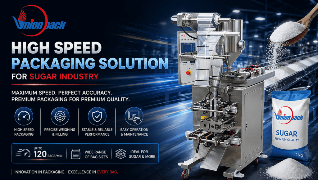 Automatic Pouch Packaging Machinery Union Packaging Machinery & Material FZCO – Giải pháp đóng gói tốc độ cao cho nhà máy đường